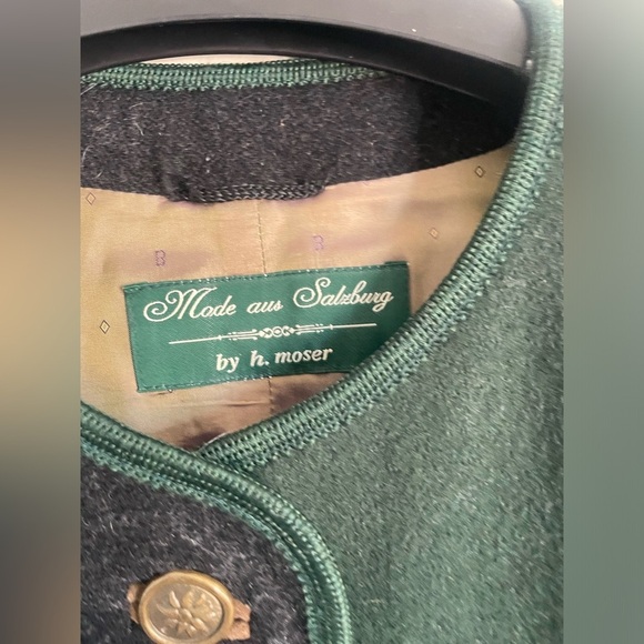 Loden Look Green Wool Folklore Jacket L Alpine Cottagecore Grandmacore - Picture 7 of 16
